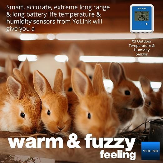 YoLink X3 vesion Outdoor Temperature & Humidity Data Logger, Hygrometer, Thermometer, 1/4 Mile Range, 5+ Years Battery Life, Emails/Text/App Alerts, Alexa. Pet Cage, Freezer, Greenhouse. Hub Included