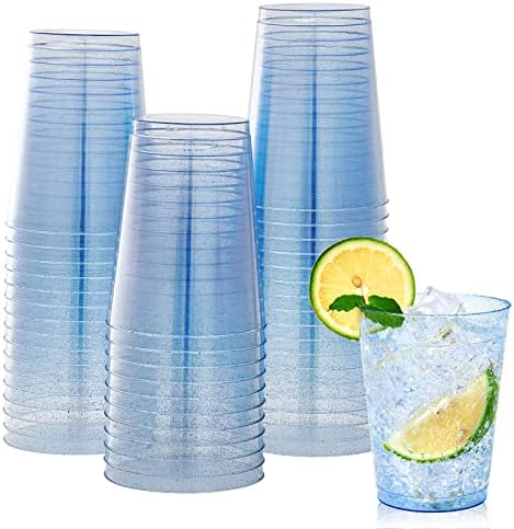 JOLLY CHEF 10 oz Blue Plastic Cups, Disposable Cups Tumblers 100 Pack by JOLLYCHEF