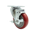 Service Caster Brand Replacement Caster for Uline Caster H-5539SWB - Swivel Top Plate Caster with 4 Inch Red Polyurethane Wheel and Top Lock Brake - Fits Carts, Dollies and Poly Box Trucks H-1956