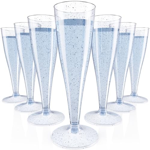 JOLLY CHEF Blue Plastic Champagne Flutes Disposable 4.5 oz 100 Pack by JOLLYCHEF