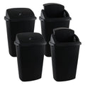 4 Packs Kitchen Trash Can 13 Gallon with Swing Lid, Plastic Tall Garbage Can, Large 50L Waste Bin for Home, Office, Garage, Restaraunt (Black)