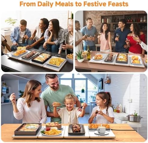 FEPPO Food Warmers for Parties Buffet – 4-in-1 Electric Warming Tray for Food with 10 Temp Settings & Timer, 33"x15" Glass Surface, Modular Buffet Hot Plates for Catering & Gatherings - Image 7