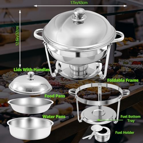 6 QT Chafing Dishes, 4PCS Premium Stainless Steel Complete Set - Image 5