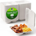 8" Sugarcane to go food containers, 3-Compartment Clamshell Food Containers by JOLLYCHEF