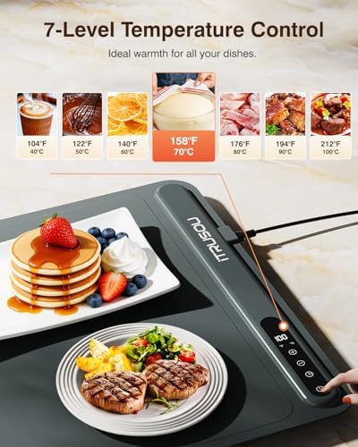 Warming Mat for Food (35"x16") - iTRUSOU Extra Large Electric Warming Tray with 7-Level Temp, 500W High-Power & 99H Timer - Rollable XL Large Food Warming Mat for Parties & Buffet - Image 3