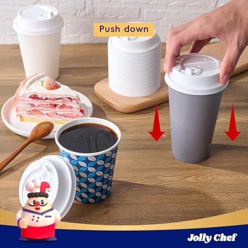 JOLLY CHEF 500 Pack Disposable Coffee Cup Lids, 3.6'' White Plastic Lids - Image 5