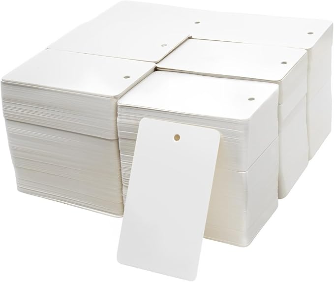 3000 PCS White Blank Merchandise Tags, 1.77 x 2.95 Inches Paper Gift Tags with Hole, Writable Unstrung Hang Tags for Pricing, Labeling, Retail Store, Clothing, Craft Projects, and Party Decorations