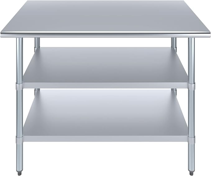 AmGood Stainless Steel Work Table with 2 Shelves | NSF | Metal Utility Table (48" Long x 30" Deep)
