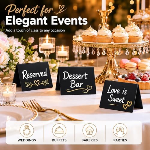 20 Pack Acrylic Chalkboard Signs with 8 Liquid Chalk Markers & 2 Cleaning Cloths, Reusable Double Sided Mini Table Signs - Image 4