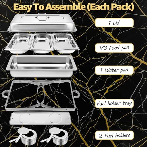 Chafing Dish Buffet Set, 9Qt 2 Pack Stainless Chafer 1/3 Size Pans - Image 3