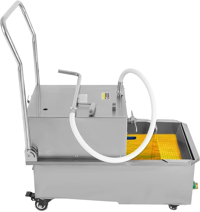 Commercial Mobile Fryer Filter with Wheels&Oil Hose, Kitchen Oil Filtration System 8.45Gal/min Oil Pump Flow, 14.53Gal Capacity for Restaurant use Hotel Snack Bar 4.92ft Power Cord