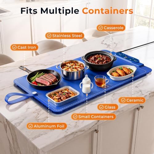 Warming Mat for Food， Extra Large 26"x15", 7 Heat Levels, 8 Hour Timer - Image 5