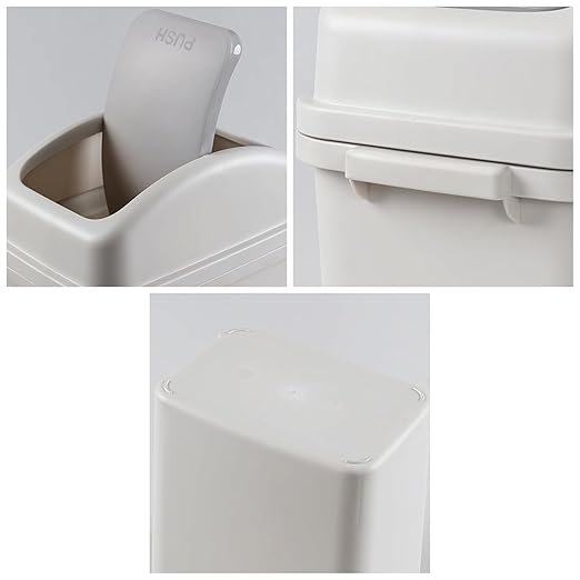 1.8 Gallon Plastic Swing Lid Waste Can, Slim Garbage Bins with Lid, Grey