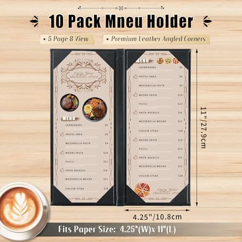 10Pcs 5 Page 8 View Restaurant Menu Covers Holders 4.25" X 11" - Image 2