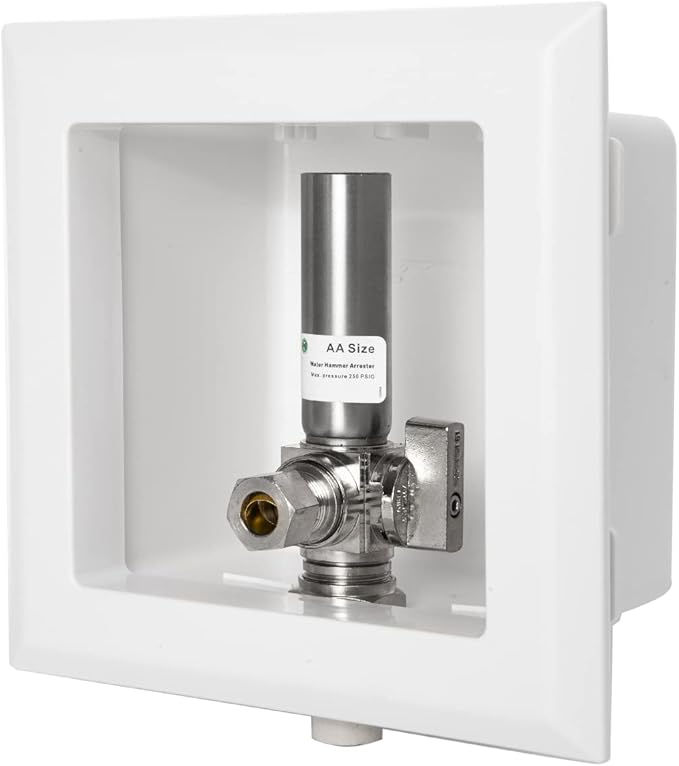 EFIELD CPVC Pre-Assembled Dishwasher Outlet Box, 1/2-Inch CPVC Connection with Installed 1/4-Turn Stop Angle Valve, Copper Water Hammer Arrestor,(DW006)
