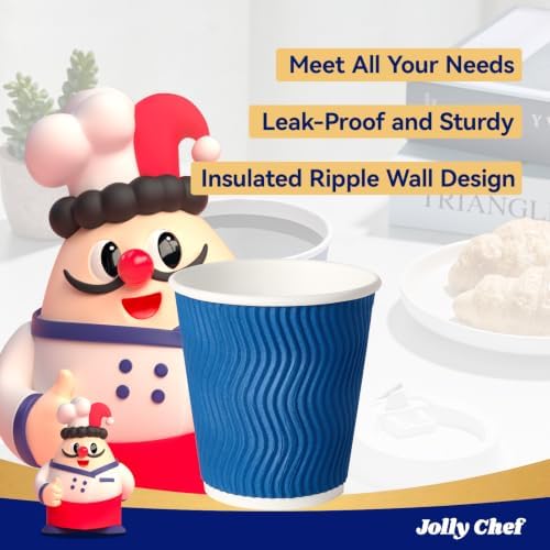 JOLLY CHEF Paper Coffee Cups 10 oz 120 Pack Insulated Paper Cups Blue - Image 3