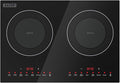 Empava Double/Dual Induction Cooktop 2 Burner, Shatter-proof Flat Glass Top, 18 Levels from 120°F to 460°F, 3 Preset Mode, Bulit-in/Countertop, 110~120 Volt Plug in Electric Stove for Kitchen, RV