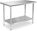STABLEINK NSF Stainless Steel Prep Table 48 x 24 Inches Metal Work Table with Adjustable Undershelf for Commercial Kitchen, Restaurant, Hotel and Garage
