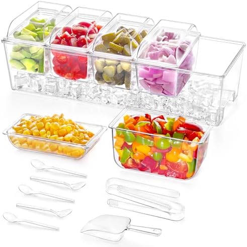 Lifewit Chilled Condiment Caddy with Spoons, Tongs & Scoop, Garnish Tray by Lifewit