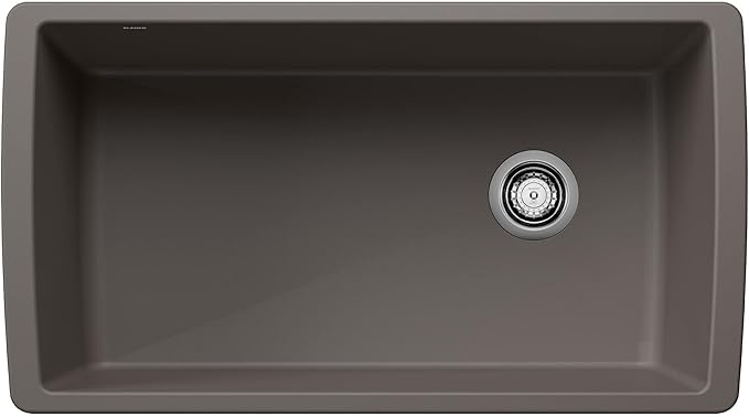 BLANCO 443108 Diamond Silgranit Super Single Undermount Kitchen Sink, 33.5" L X 18.5" W - Volcano Gray