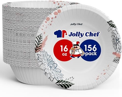 JOLLY CHEF 16 oz Disposable Paper Bowls with Floral Print 156 Count by JOLLYCHEF