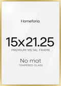 Homeforia 15x21.25 Gold Puzzle Frame, High End Metal 15 x 21.25 Picture Frames without Mat, 21.25x15 Thin Gold Poster Frames for Wall, 15by21.25 Puzzle Photo Frames, Tempered Glass, Wall Kit, Set of 1
