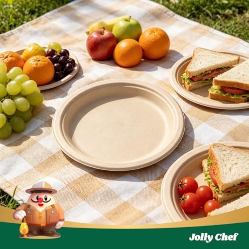 Compostable Heavy Duty 10 Inch 500 Pack Disposable Eco-Friendly Paper Plate - Image 5