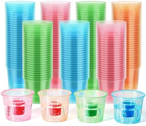 500 Disposable Bomber Cups, 4oz Plastic Shot Glasses, Assorted Colors by JOLLYCHEF