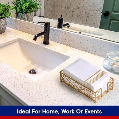 400 Gold Disposable 3-Ply Paper Dinner Napkins, Guest Hand Towels - Image 5