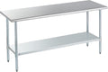 ROCKPOINT Stainless Steel Table for Prep & Work 24x72 Inches, NSF Metal Commercial Kitchen Heavy Duty Table with Adjustable Under Shelf and Table Foot for Restaurant, Home and Hotel