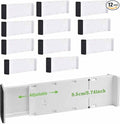 12 Pack Drawer Dividers for Clothes, 3.74" High 14.76"-25.79" Adjustable Expandable Dresser Drawer Organizer, Clear Plastic Separators for Dresser, Baby Clothing, Underwear, Cosmetic, Toile