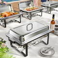 Chafing Dishes for Buffet 4 Pack, 9QT Chafing Dish High Grade Stainless Steel Chafer Complete Set,Steel Handle, Catering Events Complete Buffet Warmer Set (Black, 4) by KScocina