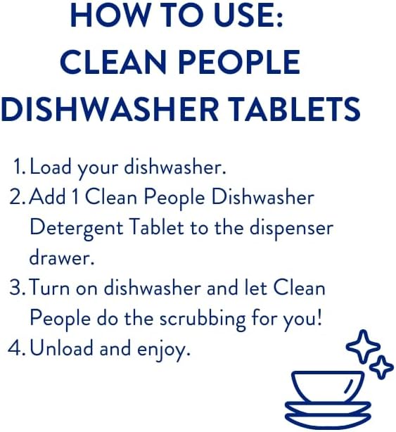 The Clean People Dishwasher Tablets - Cuts Grease & Rinses Sparkling Clean - Residue-Free - Phosphate Free Dishwashing Tablets (60 Count, Lemon Verbena)