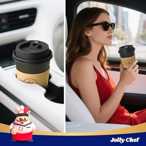 JOLLY CHEF 16 oz Black Coffee Cups with Lids, Sleeves & Stirrers 100 Pack - Image 6