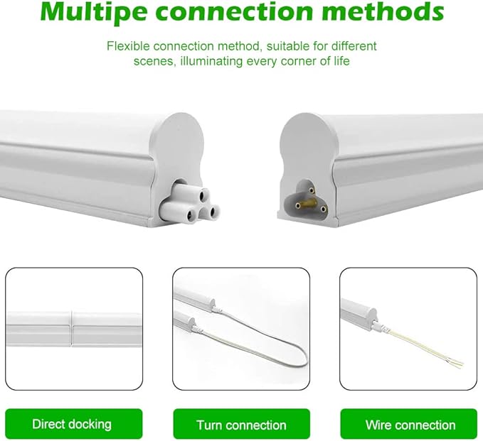 LightingWill 10 Pack LED Shop Light 4FT, Warm White 3000~3500K, 20W, Linkable T5 Integrated Fixture, Utility LED Ceiling Light and Under Cabinet, Corded Electric with Built-in ON/Off Switch
