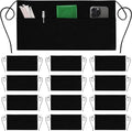 GREEN LIFESTYLE Server Aprons with 3 Pockets - Waist Apron, Waitress Apron for Women and Man, Water Resistant with Long Waist Strap Reinforced Seams, Half Apron (24 Pack - Black)
