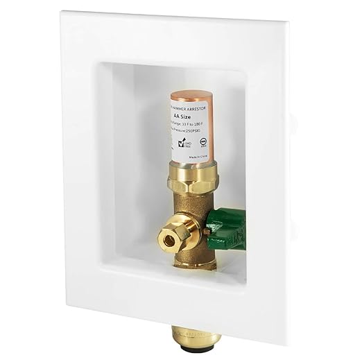 EFIELD Push-fit Pre-Assembled Ice Maker Outlet Box, 1/2-Inch Push-Fit Connection with Installed 1/4-Turn Ball Valve with Copper Water Hammer Arrestor,(IM010)