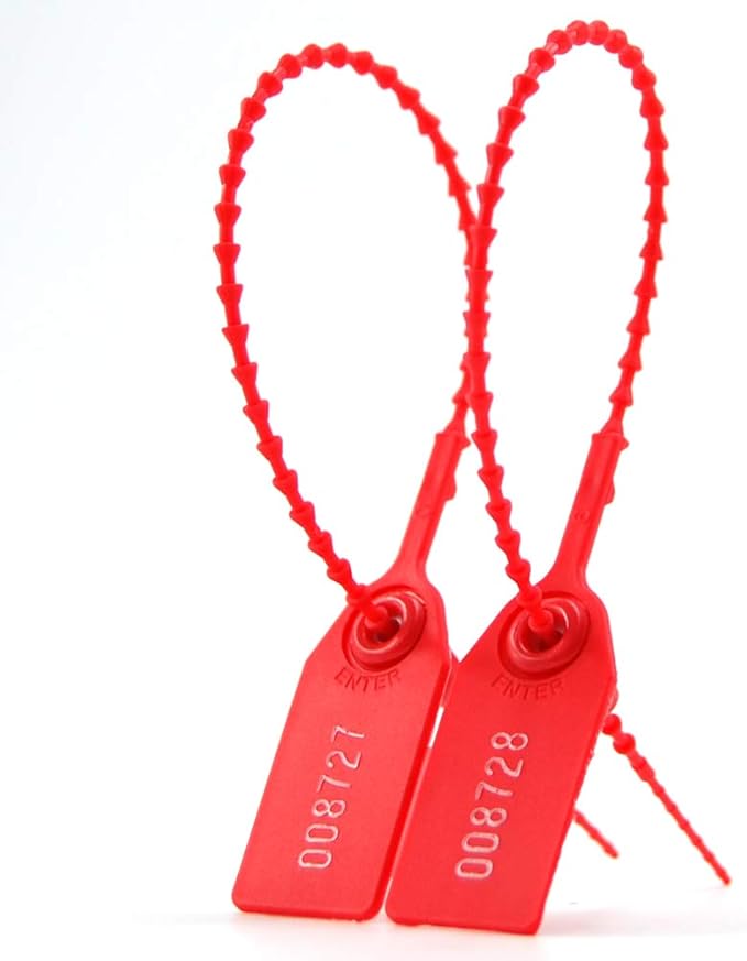 Security Seal, Numbered Zip Ties for Fire Extinguisher Pull Tite Tamper Proof Tags Self Locking Plastic Label 250mm Pack of 1000 (Red)