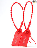 100 Plastic Tamper Seals, Numbered Zip Ties for Fire Extinguisher Pull Tite Security Tags Disposable Self Locking Signage 250mm (Red)
