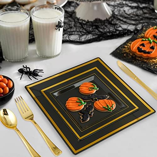 125 PCS Plastic Plates Set Gold Disposable Dinnerware Set for 25 Guests - Image 7