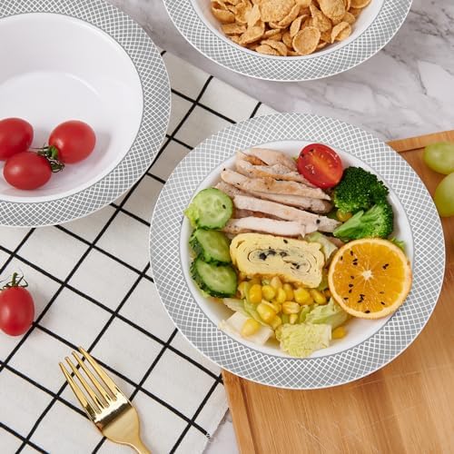 JOLLY CHEF Plastic Bowls with Silver Grid Rim Disposable 12oz Bolws 50Pack - Image 5