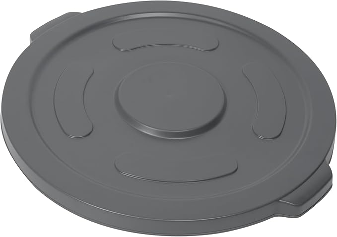 Restaurantware-LID ONLY: RW Clean Waste Container Lid, 1 Round Trash Can Cover - Waste Bin Sold Separately, For 55 Gallon Dustbin, Built-In Handle, Gray Plastic Garbage Can Cover, Heavy-Duty