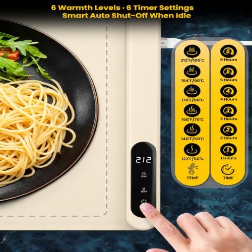 Extra Large (43"x16") Food Warming Mat with Insulation Pad for Countertop, Chafing Dishes for Buffet, Food Warmers for Parties, Hot Pads for Kitchen, Heating Pad, 560W Custom Warm Setting, Warm White - Image 5