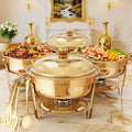 All Gold Chafing Dishes for Buffet 4 Pack, 6QT, Round Stainless Steel by AurumPotOfficial