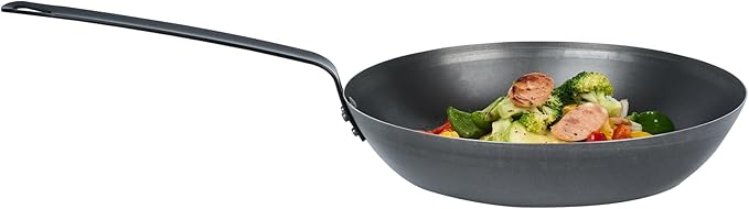 Met Lux 12 Inch Fry Pans, 6 Lightweight Frying Pans - Induction-Ready, Triple-Riveted, Black Carbon Steel Cooking Skillets, Durable, For Searing, Sauteing, And Browning Food - Restaurantware