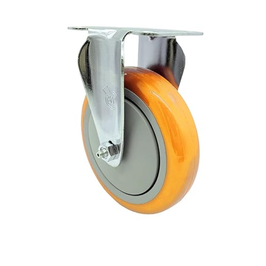 Service Caster Brand Replacement Caster for Uline Caster H-7449R - Stainless Steel Rigid Top Plate Caster with 5 Inch Yellow Polyurethane Wheel - Fits Carts and Platform Trucks H-6348