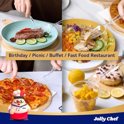 JOLLY CHEF 300 Count Plastic Forks Disposable Cutlery Clear 7.1" - Image 6