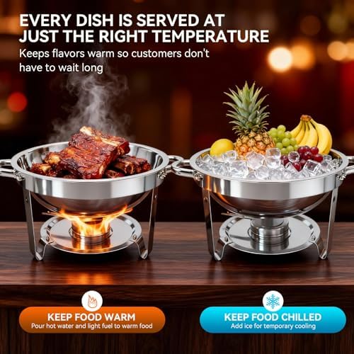 6QT Chafing Dishes for Buffet, 4 Pack Chafers & Food Warmers with Lids - Image 3