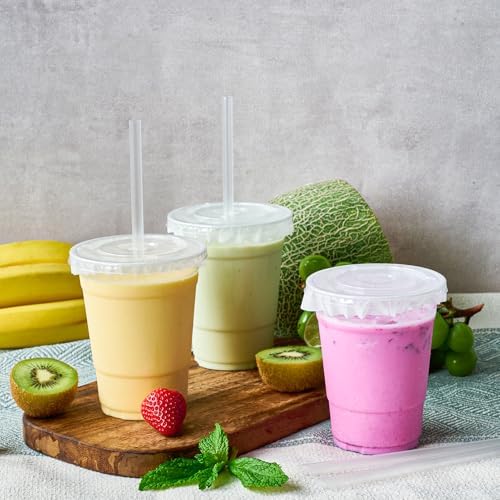 JOLLY CHEF 16 oz Plastic Cups with Lids and Straws 100 Pack for Cold Drink - Image 5