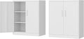Metal Storage Cabinet-36” Tall Steel File Cabinet with Lockable Doors and Adjustable Shelves-White Steel Storage Cabinet for Home, School, Office, Garage